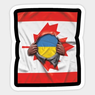 Ukraine Flag Canadian Flag Ripped - Gift for Ukrainian From Ukraine Sticker